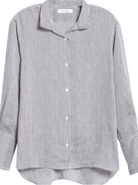 FRAME Women's Navy White Striped Button Down Shirt XS